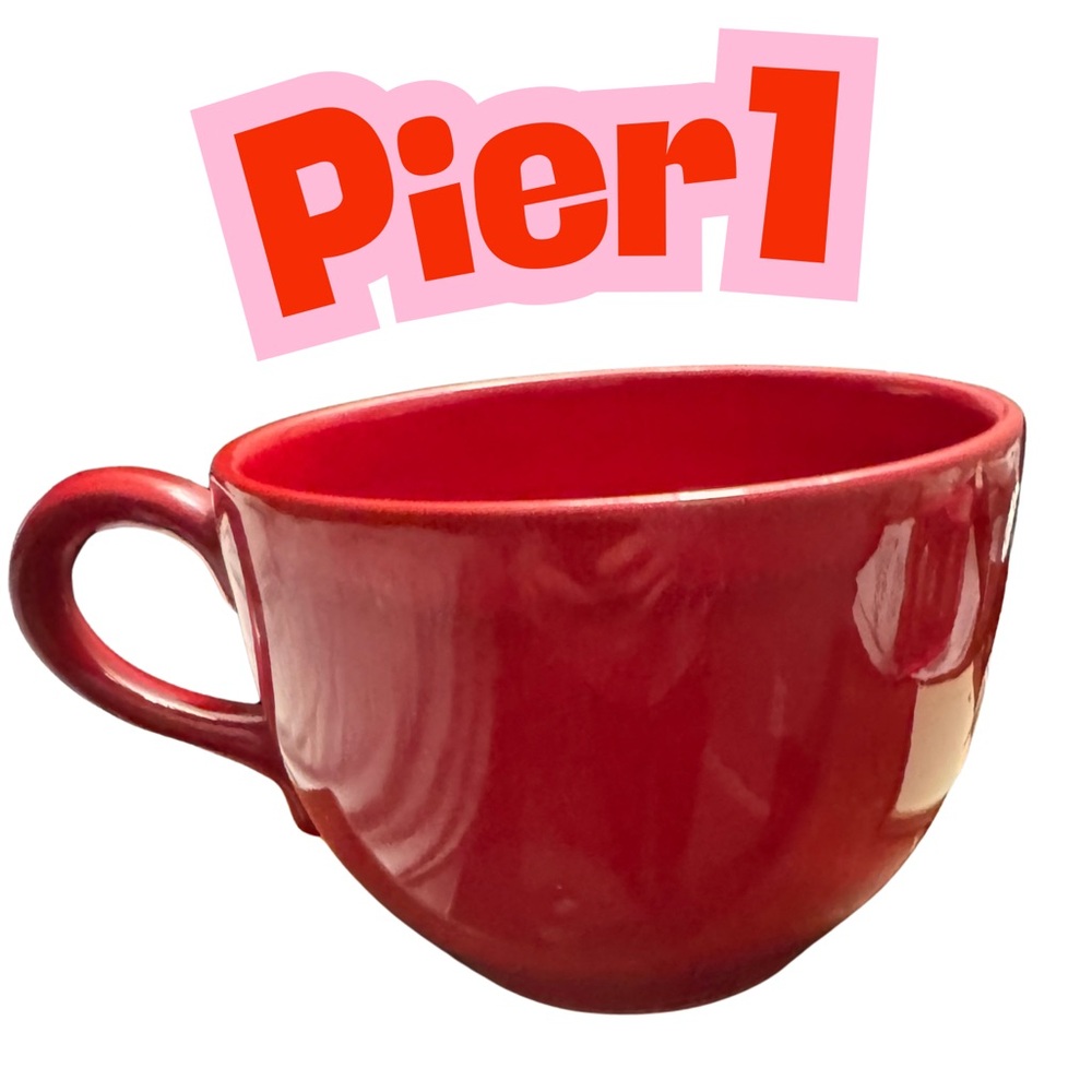 pier 1 coffee Latte Soup mug Red 24 Ozs‎ Stoneware Oversized